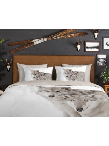 Good Morning Flanell-Bettwäsche-Set "Fera" in Grau/ Beige