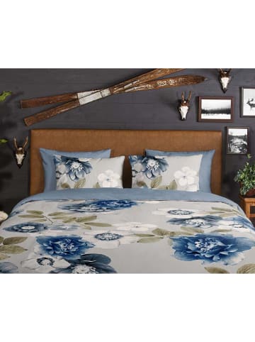 Good Morning Flanellen beddengoedset "Gabin" blauw/wit