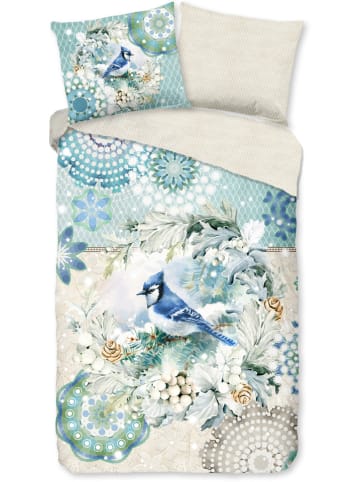 Hip Flanellen beddengoedset "Camunda" beige/lichtblauw