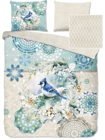 Hip Flanellen beddengoedset "Camunda" beige/lichtblauw