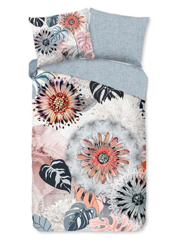 Good Morning Komplet pościeli flanelowej "Ralvira" w kolorze jasnoróżowo-jasnoszarym