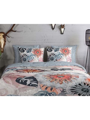 Good Morning Flanellen beddengoedset "Ralvira" lichtgrijs/lichtroze