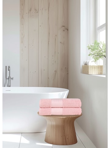 Good Morning 2-delige set: badhanddoeken lichtroze