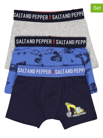 Salt and Pepper 3er-Set: Boxershorts in Blau/ Grau