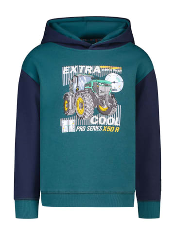 Salt and Pepper Hoodie "Tractor" donkerblauw/turquoise