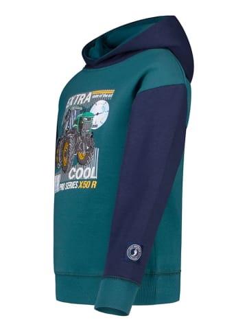 Salt and Pepper Hoodie "Tractor" donkerblauw/turquoise