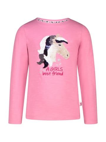Salt and Pepper Longsleeve "Sequin horse" in Rosa