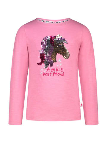 Salt and Pepper Longsleeve "Sequin horse" in Rosa