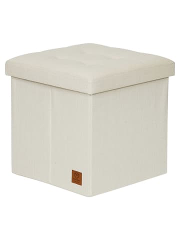 STORE IT Hocker w kolorze kremowym ze schowkiem - 38 x 38 x 38 cm