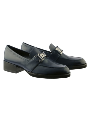 Leren mocassins "Sydney" donkerblauw