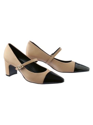 Högl Leder-Pumps "Paris" in Beige/ Schwarz