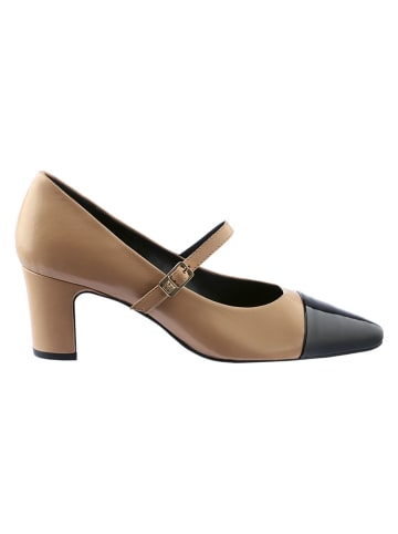 Högl Leder-Pumps "Paris" in Beige/ Schwarz