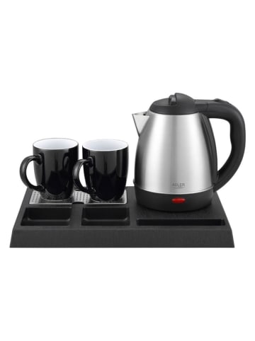 Adler Hotel-Wasserkocher-Set ''AD 1354'' in Schwarz/ Silber - 1,2 l