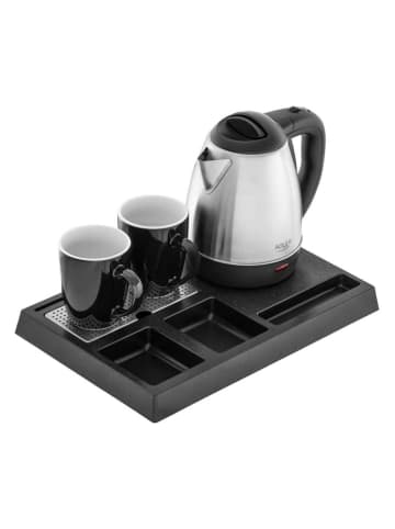 Adler Hotel-Wasserkocher-Set ''AD 1354'' in Schwarz/ Silber - 1,2 l