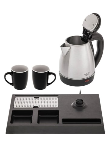 Adler Hotel-Wasserkocher-Set ''AD 1354'' in Schwarz/ Silber - 1,2 l