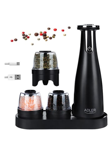 Adler 5tlg. Set: Salz- & Pfeffermühle "AD 4449" in Schwarz