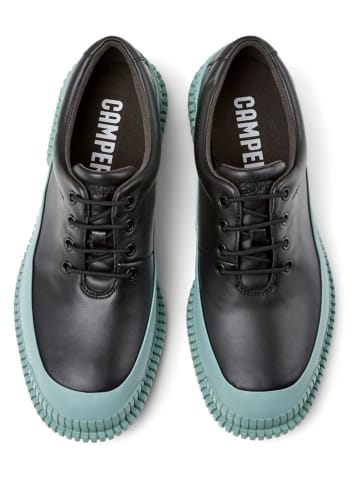 Camper Leder-Schnürschuhe "Pix" in Schwarz/ Türkis