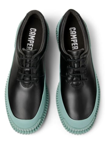 Camper Leder-Schnürschuhe in Schwarz/ Türkis