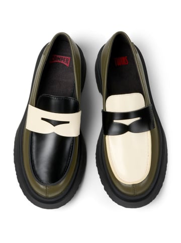 Camper Leder-Mokassins "Walden" in Schwarz/ Beige/ Grün