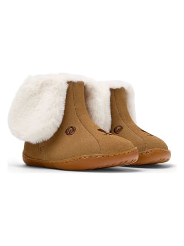 Camper Leren boots lichtbruin/crème