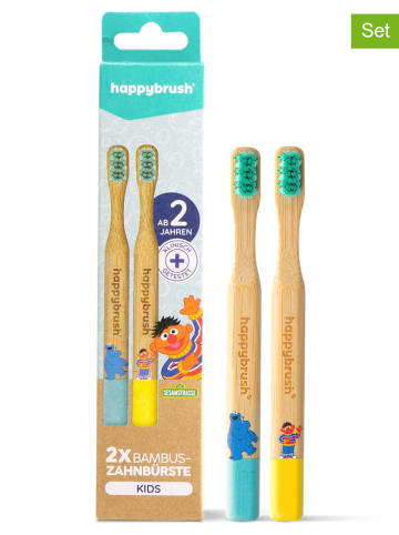 happybrush 4er-Set: Bambuszahnbürsten "Sesamstraße"