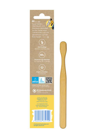 happybrush 4er-Set: Zahnbürsten "Minions Bamboo" in Beige
