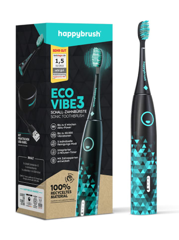 happybrush Elektryczna szczoteczka "Eco V3 Black-Mint" w kolorze czarnym