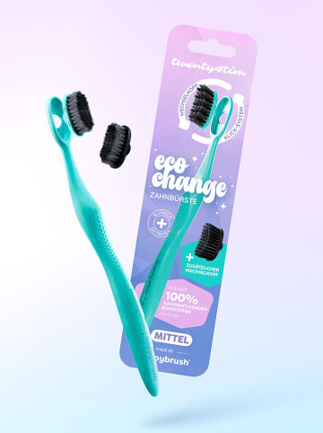 happybrush Szczoteczki (2 szt.) "EcoChange" w kolorze turkusowym do zębów