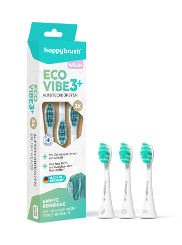 happybrush Nachfüllpack "Eco V3+ Refills (White-Mint) soft" in Weiß