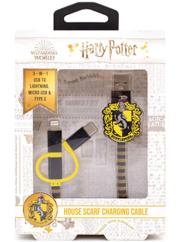 Harry Potter Kabel 3w1 "Hogwarts Hufflepuff" w kolorze żółto-czarnym - dł. 80 cm