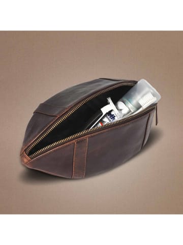 MAD MONKEY Leder-Kulturtasche "American Football" in Braun