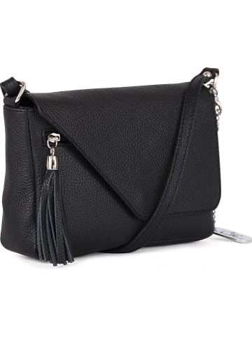 Anna Morellini Leren schoudertas "Lola" zwart - (B)24 x (H)18 x (D)6 cm