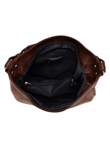 Anna Morellini Leder-Schultertasche "Fiorella" in Brau - (B)30 x (H)27 x (T)9 cm
