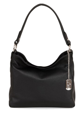 Anna Morellini Leren handtas "Paolina" zwart - (B)28 x (H)24 x (D)8 cm