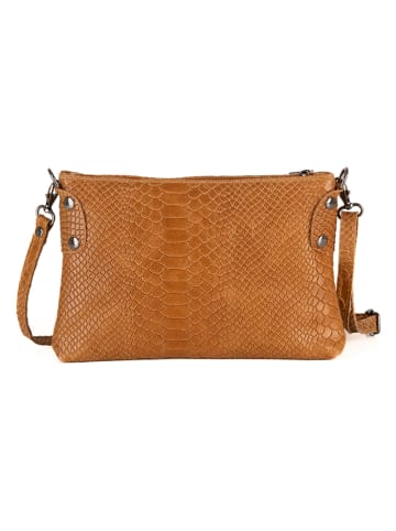 Mia Tomazzi Leder-Umhängetasche "Navigli" in Hellbraun - (B)22 x (H)15 x (T)4 cm