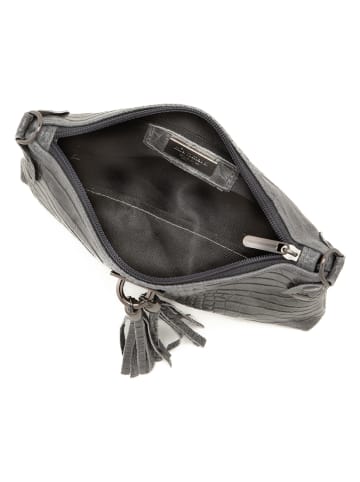 Mia Tomazzi Leder-Umhängetasche in Anthrazit - (B)23 x (H)16 x (T)2 cm