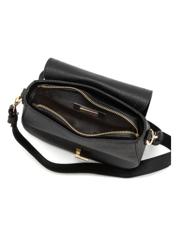 Mia Tomazzi Leren schoudertas "Carracci" zwart - (B)23 x (H)18 x (D)7,5 cm