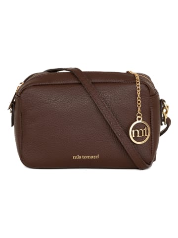Mia Tomazzi Leder-Umhängetasche "Astolfo" in Dunkelbraun - (B)23 x (H)16 x (T)11 cm