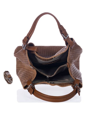 Lucca Baldi Leren shopper "Fosdinovo" cognackleurig - (B)45 x (H)37 x (D)15 cm