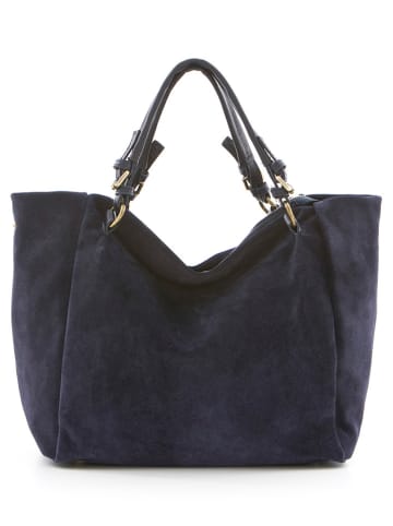 Lucca Baldi Skórzana torebka "Gimignano" w kolorze granatowym - 50 x 45 x 20 cm