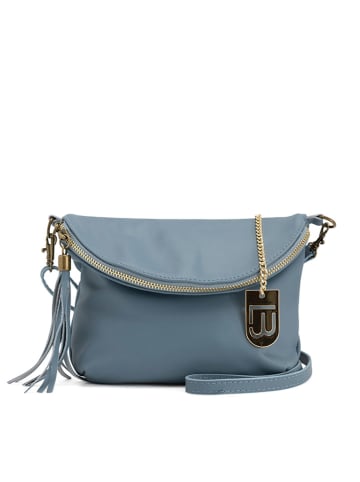 Lucca Baldi Leren schoudertas "Cetona" lichtblauw - (B)24 x (H)18 x (D)4 cm