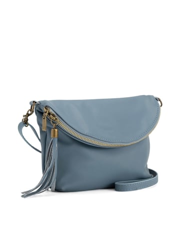 Lucca Baldi Leder-Umhängetasche "Cetona" in Hellblau - (B)24 x (H)18 x (T)4 cm