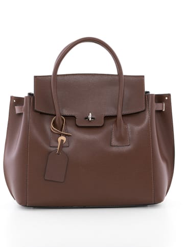 Lucca Baldi Leder-Henkeltasche "Pomarance" in Braun - (B)40 x (H)40 x (T)14 cm