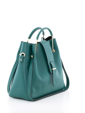 Lucca Baldi Leren handtas "Vinci" petrol - (B)33 x (H)28 x (D)13 cm