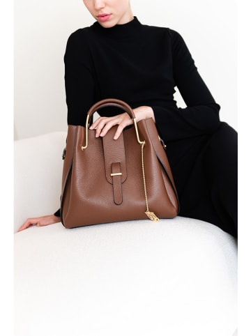Lucca Baldi Leder-Henkeltasche "Vinci" in Braun - (B)33 x (H)28 x (T)13 cm