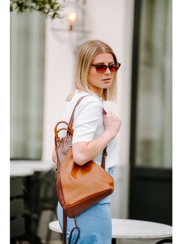 Lucca Baldi Skórzany plecak "Novara" w kolorze jasnobrązowo-brązowym - 29 x 34 x 13 cm