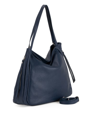 Lucca Baldi Leder-Schultertasche "Fiesole" in Dunkelblau - (B)34 x (H)29 x (T)15 cm
