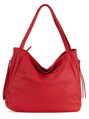 Lucca Baldi Leder-Schultertasche "Fiesole" in Rot - (B)34 x (H)29 x (T)15 cm