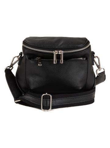 Lucca Baldi Leren schoudertas "Favara" zwart - (B)24 x (H)19 x (D)7 cm