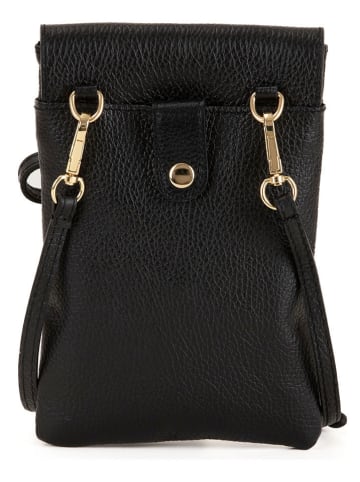 Lucca Baldi Leder-Umhängetasche "Orvieto" in Schwarz - (B)14 x (H)21 x (T)1 cm